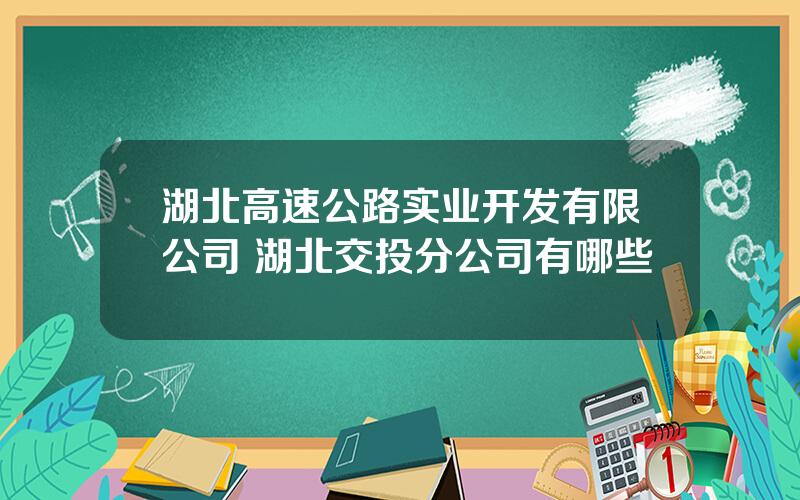 湖北高速公路实业开发有限公司 湖北交投分公司有哪些